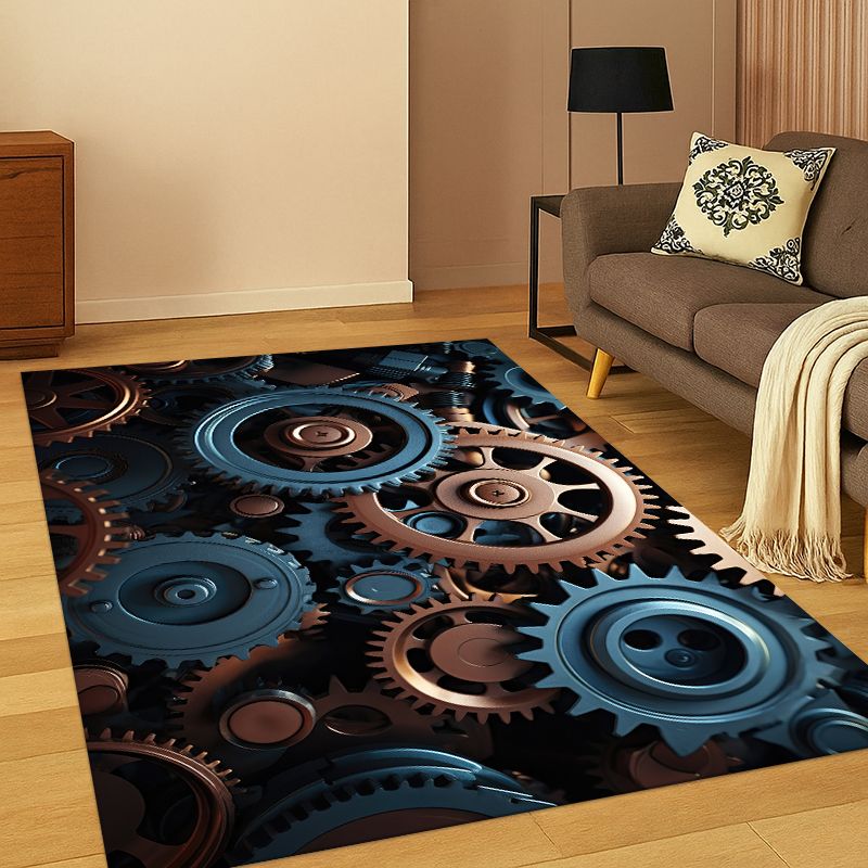 Motorcycle Gear Wash - Retro Metal Mechanical Wheel Gear Carpet